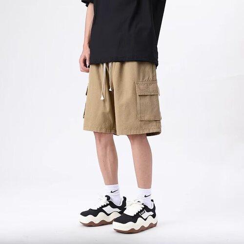 Work shorts, men's trendy khaki cotton pants, men's summer American men's casual pants, fashion brand quarter pants