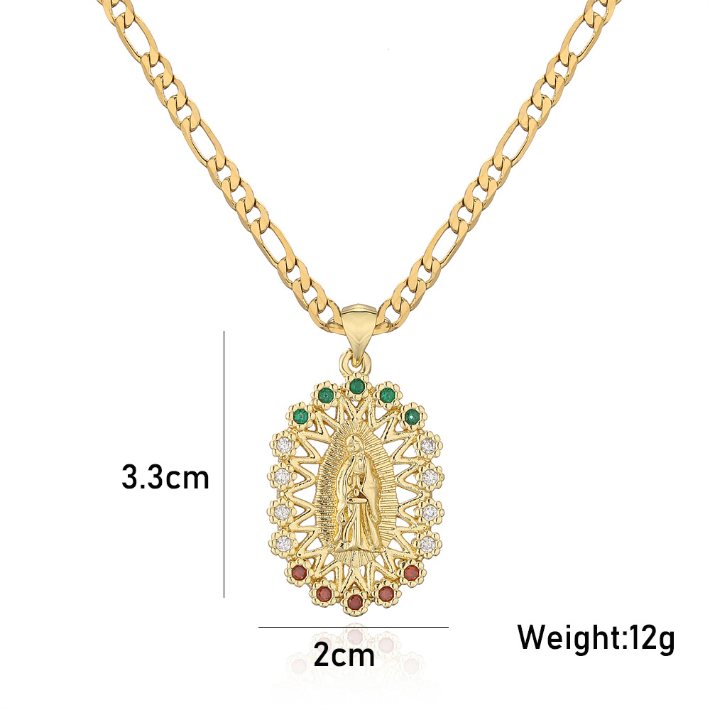 New Religious Jewelry Golden Virgin Mary Necklace Zircon Necklace Female Wholesale display picture 1