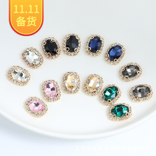 Japanese and Korean new style four-hole square diamond tray DIY jewelry accessories mobile phone beauty hole shoe buckle accessories 19*14