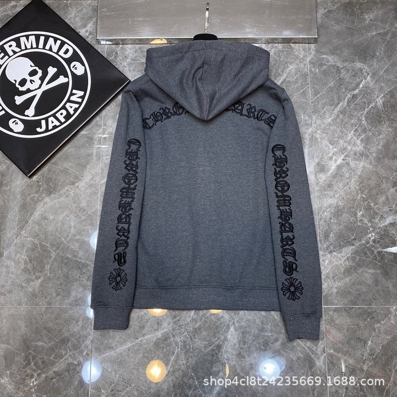 24SS Crow 正しいバージョン馬蹄パターンサンスクリット古典フード付きスウェットシャツ男性と女性のための同じスタイルのジッパースウェットシャツ卸売|undefined