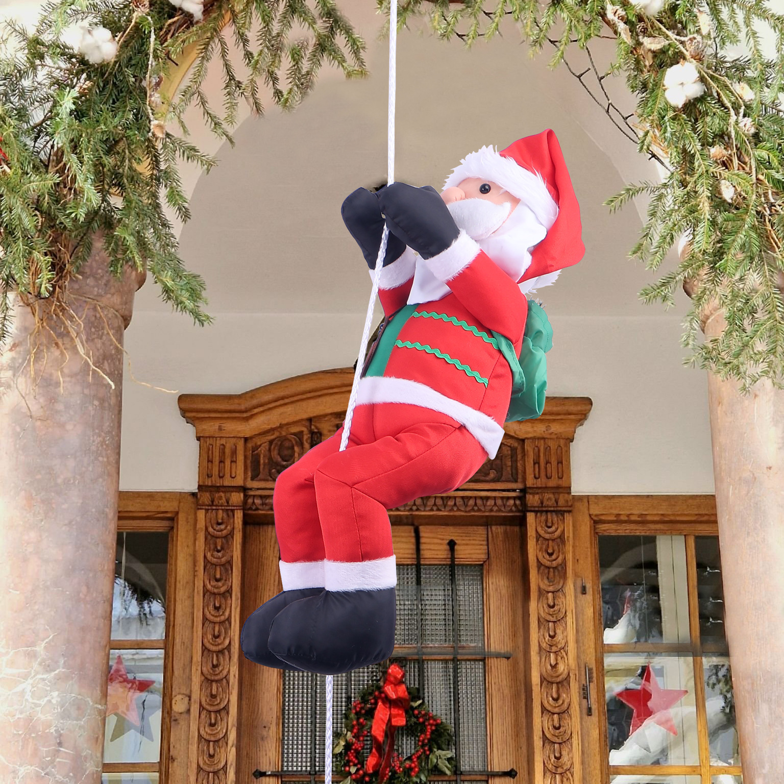 Cuerda de escalada de pierna de clip creativa colgante de Papá Noel ambiente navideño diseño colgante cuerda de escalada personalizada de Papá Noel