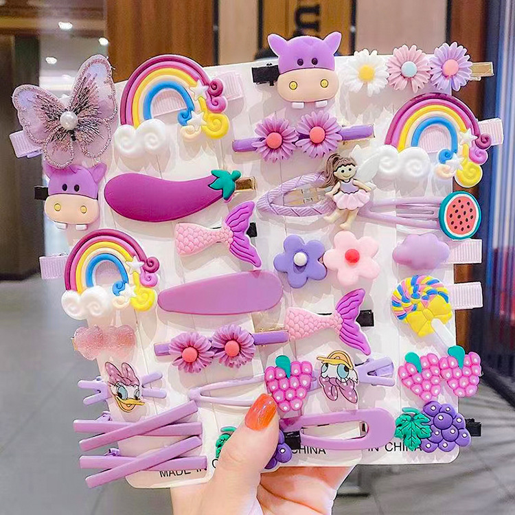 新しい子供のヘアピンの女の子のヘアピン韓国のかわいい王女の花の少年のサイドクリップの前髪の14セットの小さいクリップ|undefined