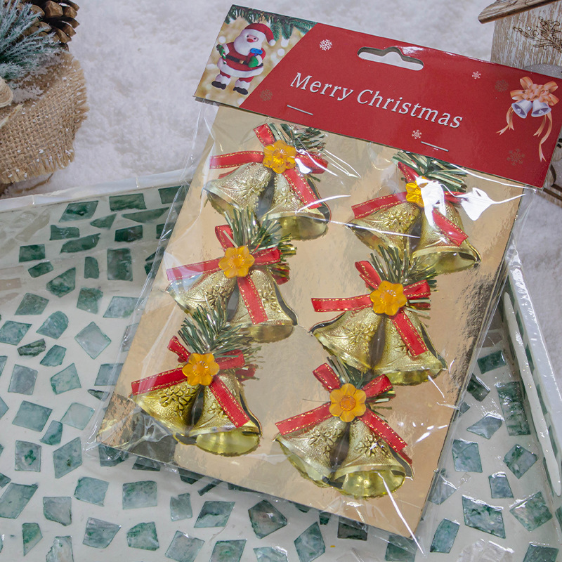 3cm campanas de oro personalizadas decoraciones navideñas plásticas galvanizadas string árbol de Navidad colgante accesorios DIY