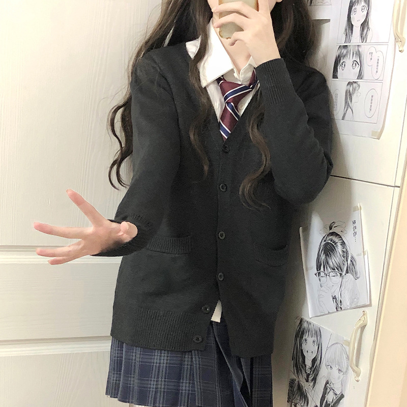 JK 카디건 코트 스웨터 대학 스타일 탑 가을, 겨울 달콤한 소녀 캠퍼스 스타일 학생복