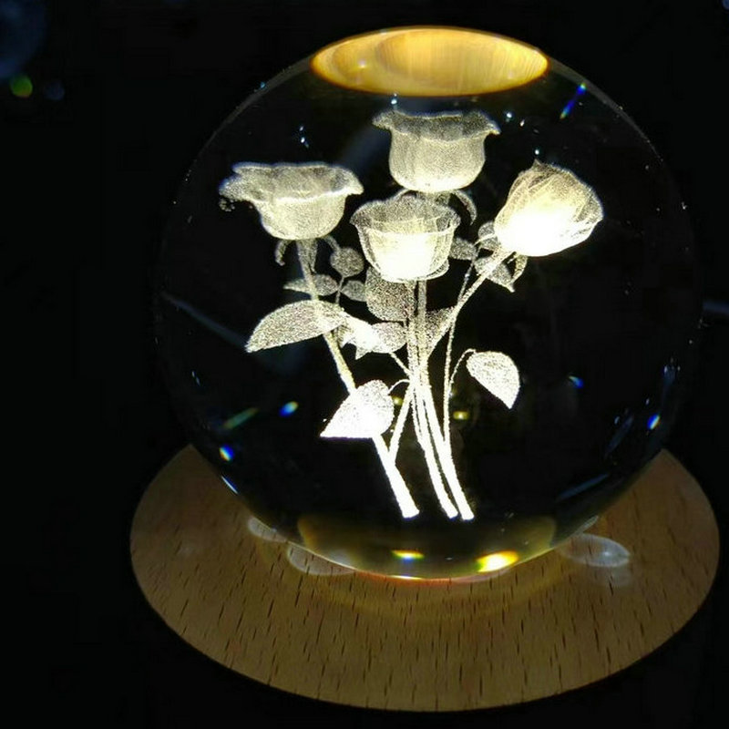 創意発光水晶球小夜灯内彫刻工芸品水晶置物星座球卒業記念品水晶球|undefined