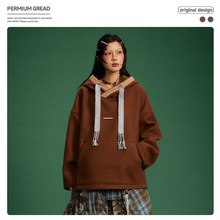 美式复古学院风可爱加厚套头连帽棉服男女潮牌加绒百搭棉衣