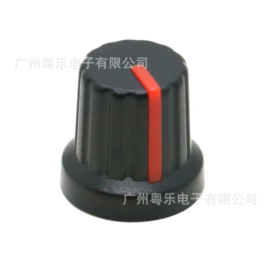 Двухцветный поворотный регулятор, пластиковый потенциометр 6 мм в форме соломенной шляпы с индикатором для регулировки звука, черно-красный поворотный регулятор