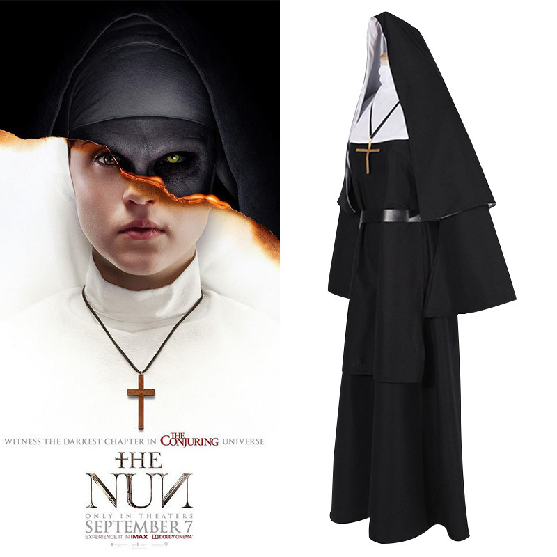 2023万圣节TheNun2鬼修女cos服恐怖修女服牧师cosplay服装-阿里巴巴