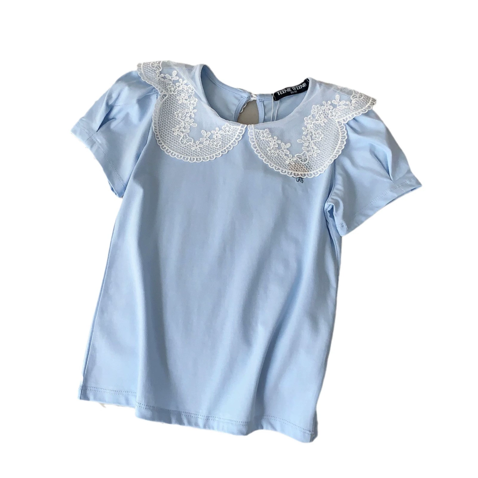 TW Медвежонок Детская одежда Девочки Летний сладкий короткий рукав Т-shirt с лепестковым воротником TKRA236453I
