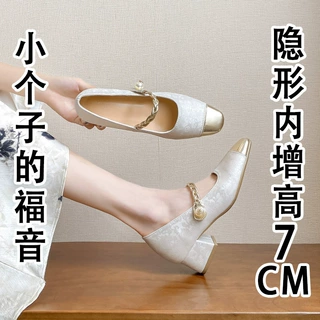 7lm内增高国风玛丽珍鞋春秋款丝绸单鞋配旗袍小个子晚晚鞋中跟33