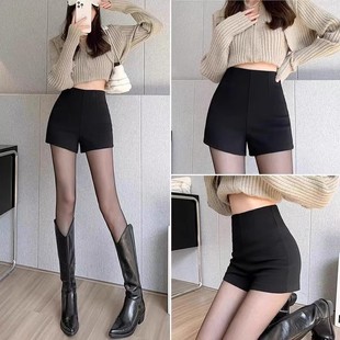 Black Sexy High-Waisted Stretchy Petite Slimming Shorts for Women Summer 2024 New Hip-Hugging Shorts