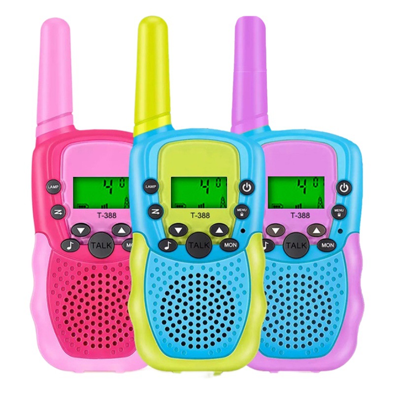 Spot Amazon producto transfronterizo T388 walkie-talkie para niños, walkie-talkie de juguete, teléfono inalámbrico de mano, se puede pedir LOGO
