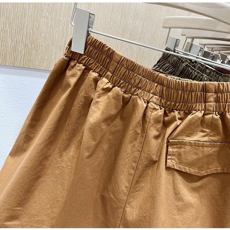 High Waist A-Line Pure Cotton Shorts For Women, Loose Fit Wide Leg Casual Summer Shorts With Tummy Control_ecoleips.com