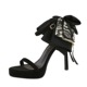 7253-H108M European and American High Heels Women's Waterproof Platform Butterfly Knot Velvet Straw with Bare Toes, Thin Heels Sandals