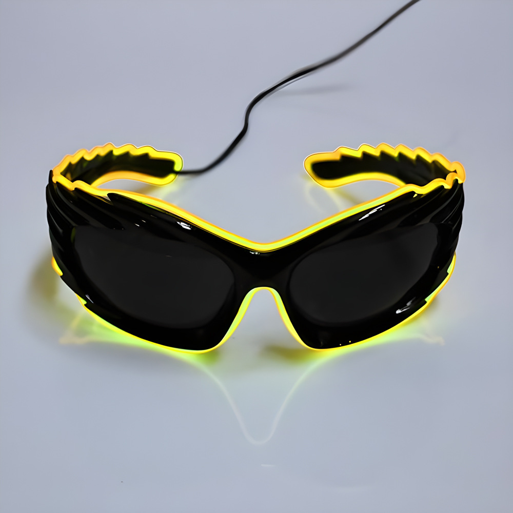 Europa y Estados Unidos transfronterizos fiesta LED gafas de luz de moda cyberpunk bungee línea de luz de sol gafas de sol de tecnología