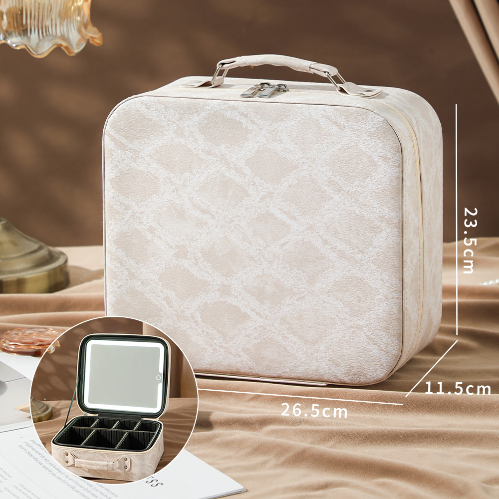 Caja de maquillaje de lámpara LED portátil de alta calidad sensación de viaje bolsa de maquillaje de almacenamiento nueva bolsa de maquillaje de gran capacidad de lujo ligero