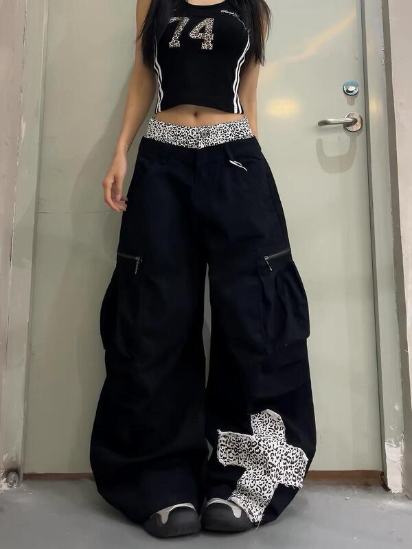 American Street Style Leopard Print Patchwork Double Waistband Work Pants for Men and Women 2026 New Patchwork Wide-Leg Jeans American Street Style Leopard Print Patchwork Double Waistband Work Pants for Men and Women 2026 New Patchwork Wide-Leg Jeans