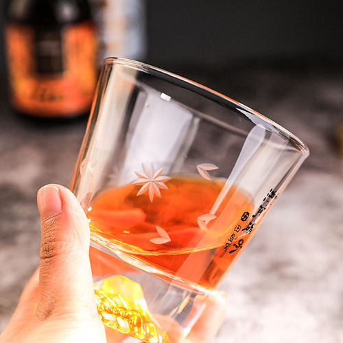 Transparent Japanese-style Mount Fuji glass snow cup, high-quality whiskey glass, household glass cup, water glass, wholesale