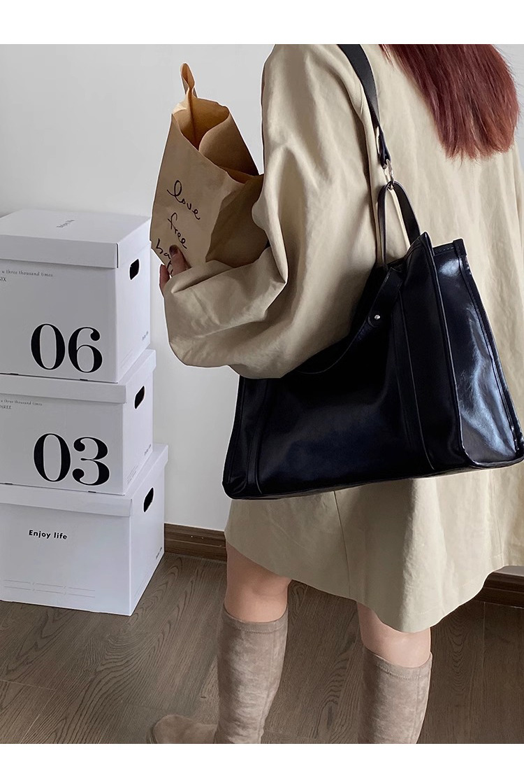 Túi tote nữ da thật đi làm dung tích lớn đeo chéo đeo vai — Màu nâu (viney), Màu đen (viney), Màu nâu (phiên bản công khai), Màu đen (phiên bản công khai) chi tiết 13