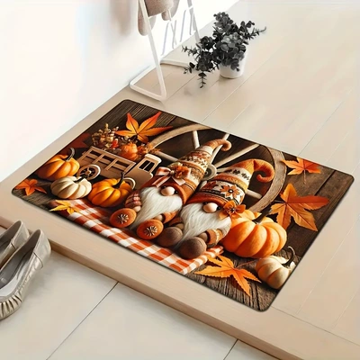 Avtomobil döşəmə paspasları — Christmas gnome holiday decorative - zyh-autumn-thanksgiving-5-4060cmcrystal-velvet-with-dot-plastic-backing