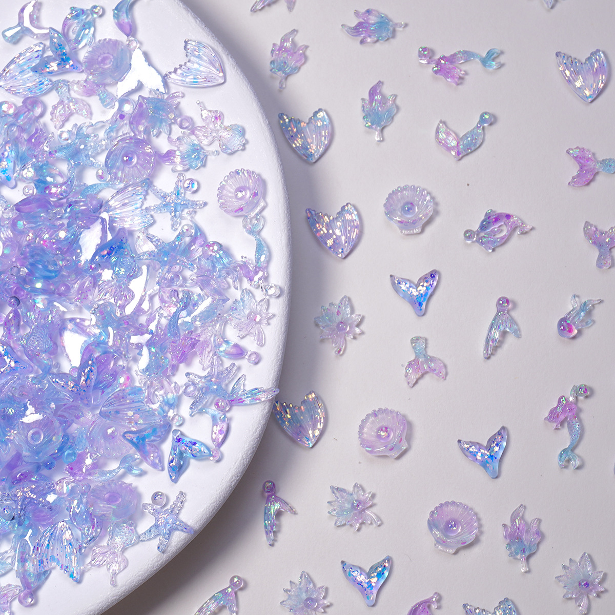 Sea World Cartoon Nail Art Accessories Mermaid Starfish Resin Wearable Nail Accessories DIY Earrings Phone Case