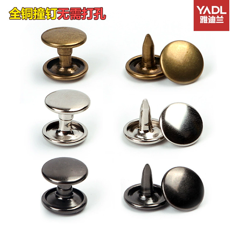 Металлическая шпилька для пуговиц, медный материал, односторонняя Двусторонняя Пряжка для пуговиц, круглая кнопка с заклепками, кожаные аксессуары для фурнитуры, колпачок для ногтей