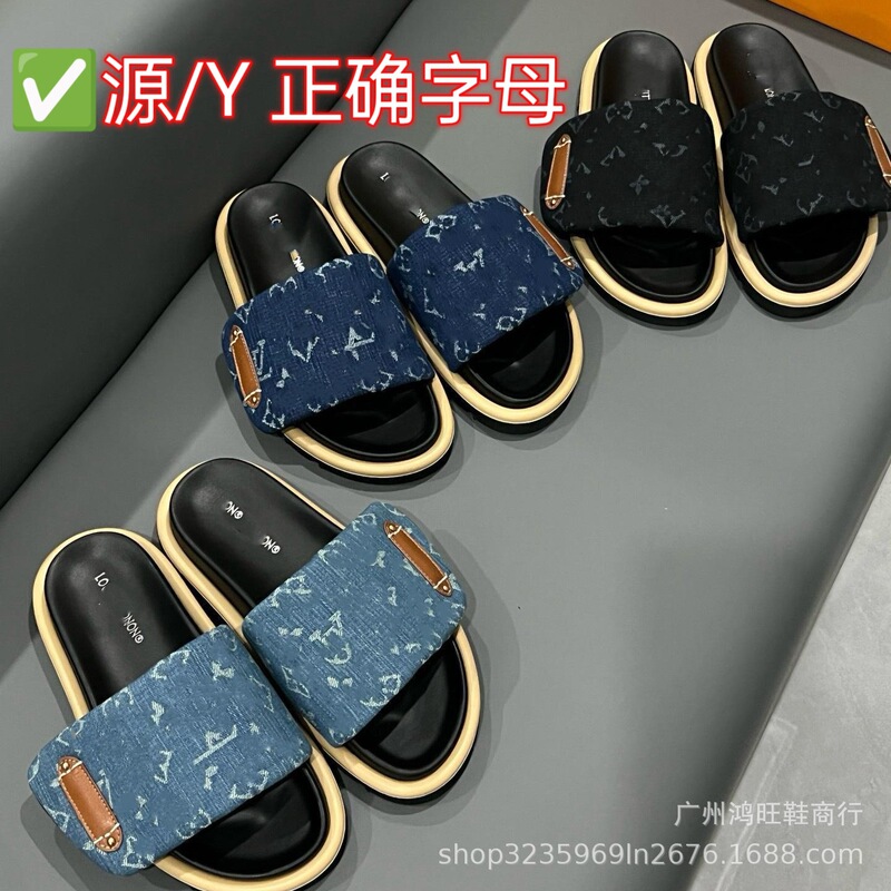 Foreign Trade Hot-Selling L Brand Velcro Slippers 2025 Thick-Soled Outdoor Slippers for Women, Anti-Slip Letter Print Sandals Foreign Trade Hot-Selling L Brand Velcro Slippers 2025 Thick-Soled Outdoor Slippers for Women, Anti-Slip Letter Print Sandals