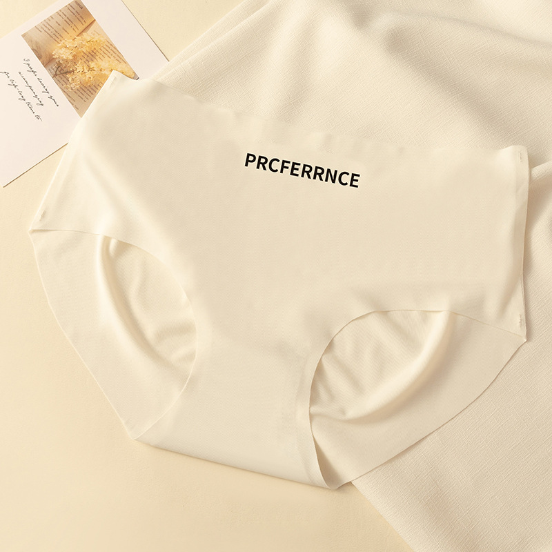 Ropa interior de seda de hielo verano de las mujeres delgada inferior de algodón puro entrepierna cintura media de la muchacha del vientre contracción cadera levantamiento pantalones cortos cabeza ropa interior deportiva