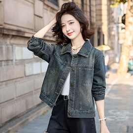 时髦牛仔外套女短款2025新款春秋港风美式复古设计感夹克长袖上衣