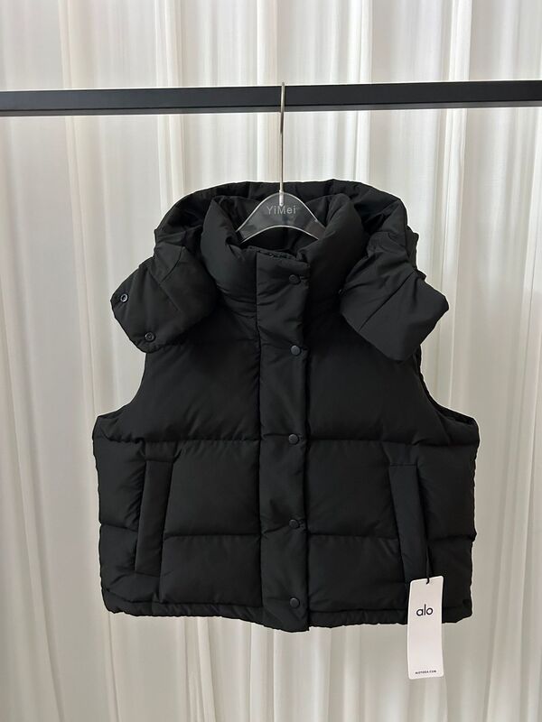 源头工厂现货）ALO秋冬羽绒服连帽立领四格马甲背心保暖外套外套|undefined