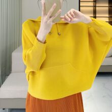 三宅风褶皱连帽卫衣2025春装新款时尚显瘦宽松遮肉洋气减龄上衣女