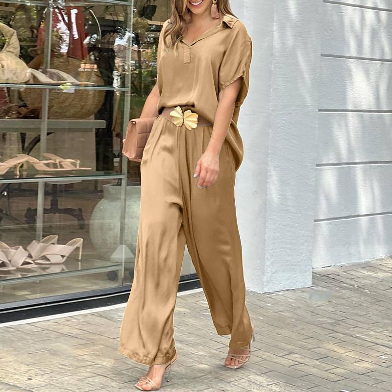Solid Color Pattern Summer, Spring Season Women's Gender Basic, Classic Style Style 5XL, S Size Daily Women's Basic Classic Style Solid Color Polyester Blending Leisure Suit Pant Co-ord Set Pants Sets