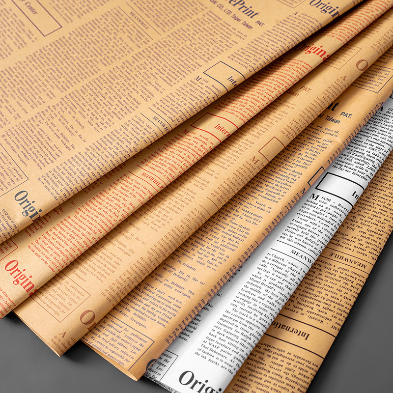 45 hojas de papel de embalaje de flores ramo de flores papel de embalaje de regalos papel kraft de flor retro girasol engrosado periódico inglés