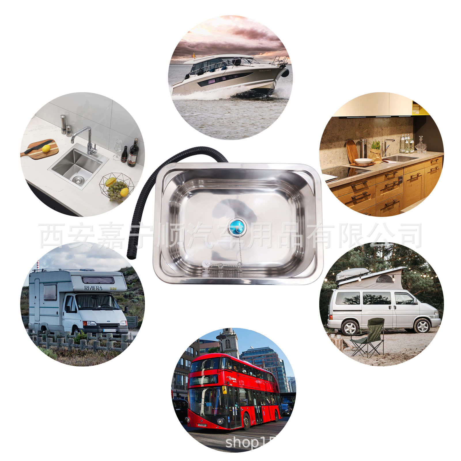 RV cuadrado pequeño tamaño fregadero con tabla de cortar fregadero oculto RV cocina fregadero 304 acero inoxidable