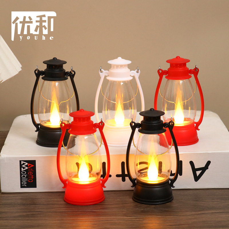 Mini Retro Portable Pony Lamp Small Oil Lamp Cross-border Hot Selling Electronic Candles Halloween Atmosphere Night Light Ornaments Mini Retro Portable Pony Lamp Small Oil Lamp Cross-border Hot Selling Electronic Candles Halloween Atmosphere Night Light Ornaments