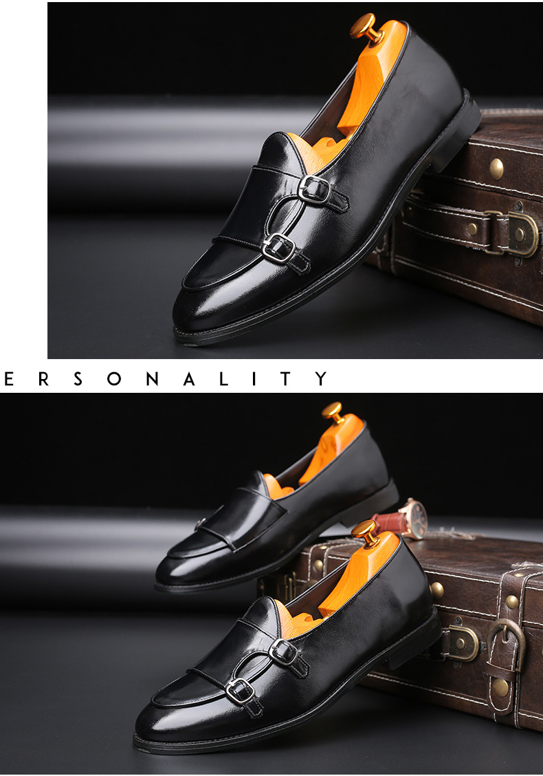 Lederschuhe Britischen Bean Schuhe Mode Gürtel Doppelschnalle kleine Lederschuhe_voghion.com