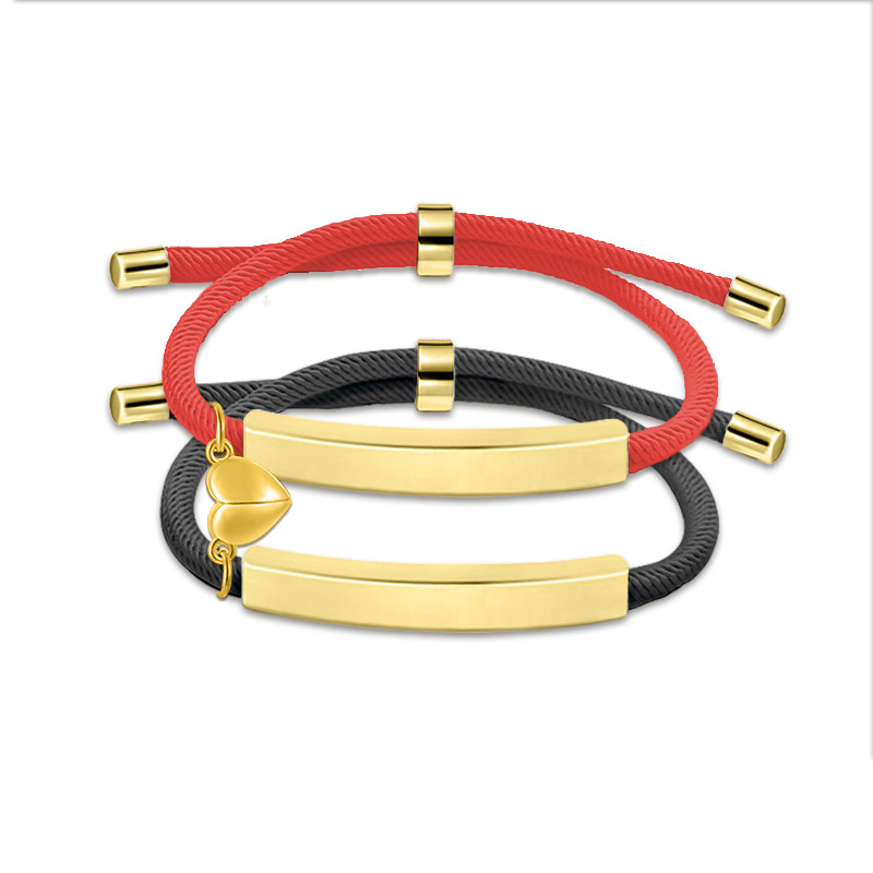 22g Weight Bracelets Classification rope Chain Material Woven Chain Chain Type 1 Pair Quantity Daily Occasion 201 Stainless Steel, rope Material Geometric, Customization Laser Engraving, Heart Shape Pattern Unisex Gender Plating Design Simple Style Style Simple Style Geometric Customization Laser Engraving Heart Shape 201 Stainless Steel Rope Woven Chain String Bracelets Wholesale 10