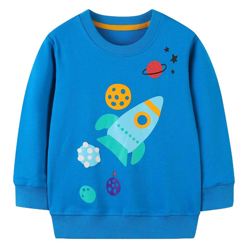 Sudadera para niños, otoño, nueva, estilo europeo y americano, jersey de punto, felpa, manga larga, estampada.