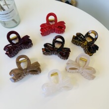 新款圆发夹加厚不规则蝴蝶扣高J感后脑勺圆蝴蝶结抓夹百搭气质鲨