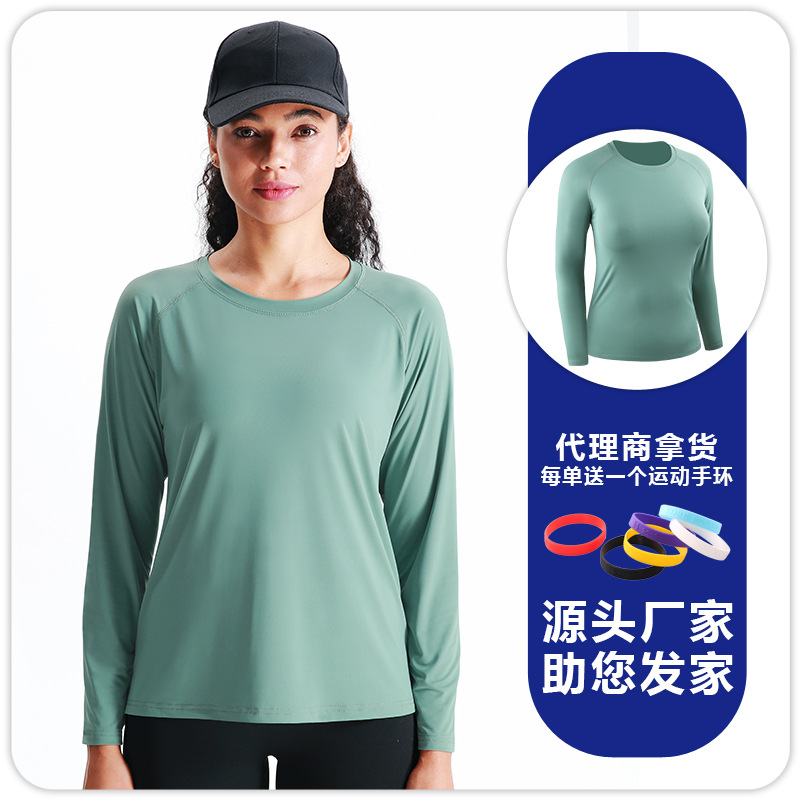 Camiseta Deportiva de Manga Larga Ajustada para Mujer de Poliéster Secado Rápido y Transpirable para Correr y Yoga