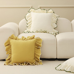 ins荷葉邊木耳抱枕套沙發軟寬邊靠枕套純色小清新復古風家居床頭