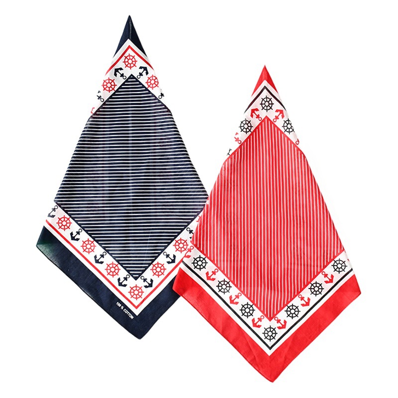 New Cross-Border Multifunctional Outdoor Sports Headscarf Cotton Anchor Pattern Printed Stripesd Hip-Hop Cycling Square Scarf