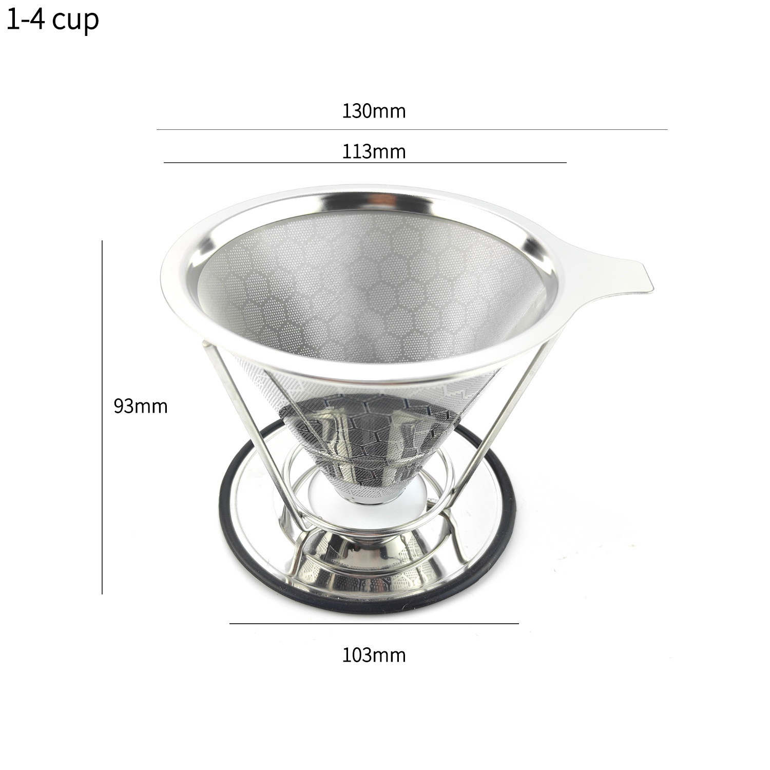 Filtro de café de acero inoxidable V60 con base, sin necesidad de papel de filtro, filtro de café