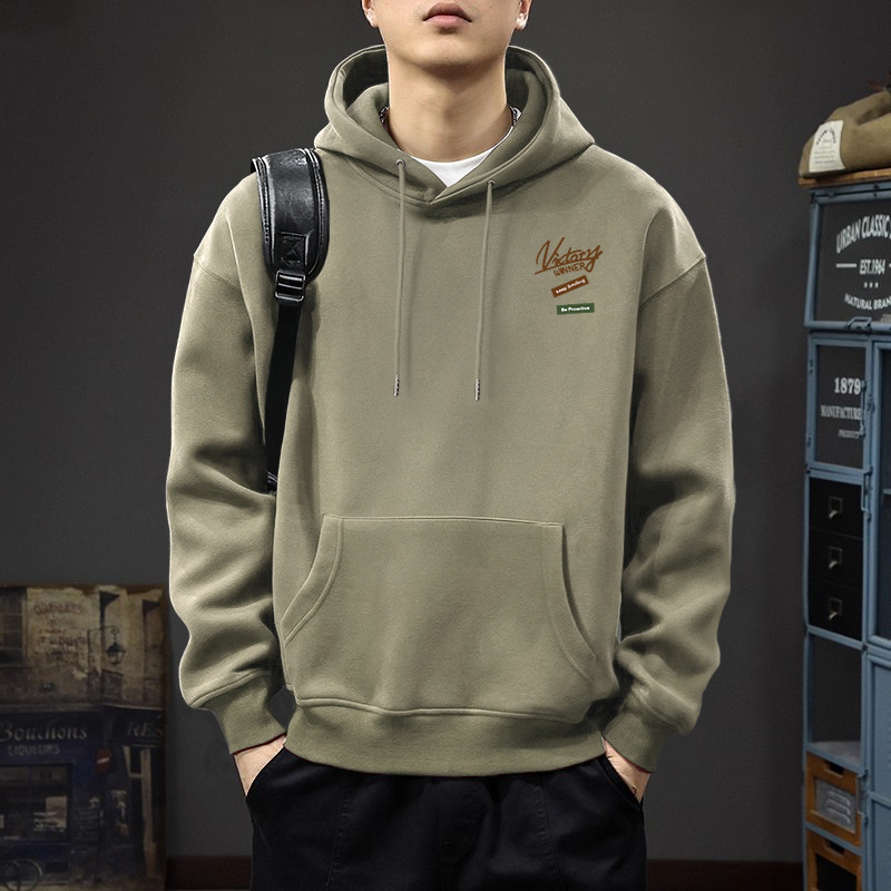 Otoño y invierno letras impresas chaqueta con sombrero hombre estilo americano nueva marca de moda suelta retro popular pareja chaqueta con sombrero