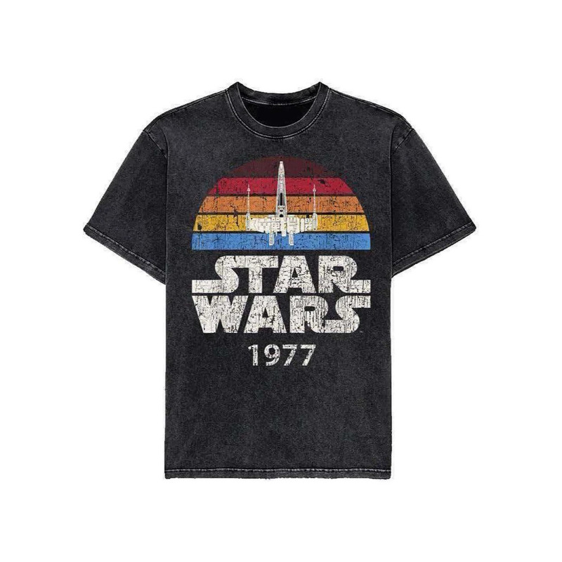 1977 blockbuster Star Wars American casual Star Wars movie washed distressed vintage oversized short-sleeve T-shirt