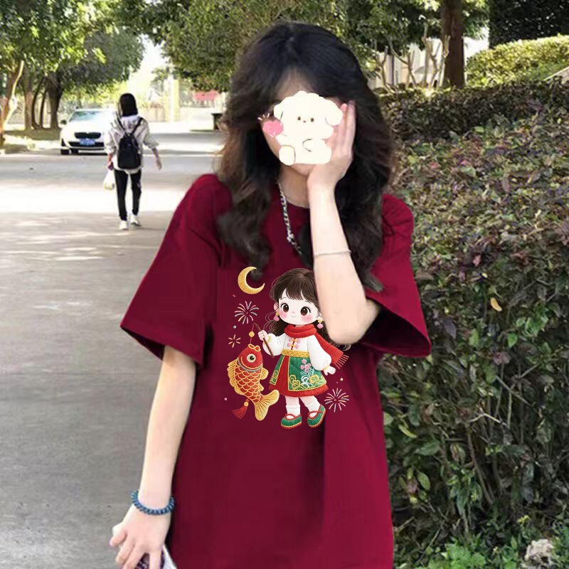 Korean Style Pure Cotton Short-Sleeved T-Shirt for Women, Casual Top, Versatile Slimming Women's Fashion, Stylish Design, Regular Shoulder T-Shirt, Factory Wholesale Korean Style Pure Cotton Short-Sleeved T-Shirt for Women, Casual Top, Versatile Slimming Women's Fashion, Stylish Design, Regular Shoulder T-Shirt, Factory Wholesale