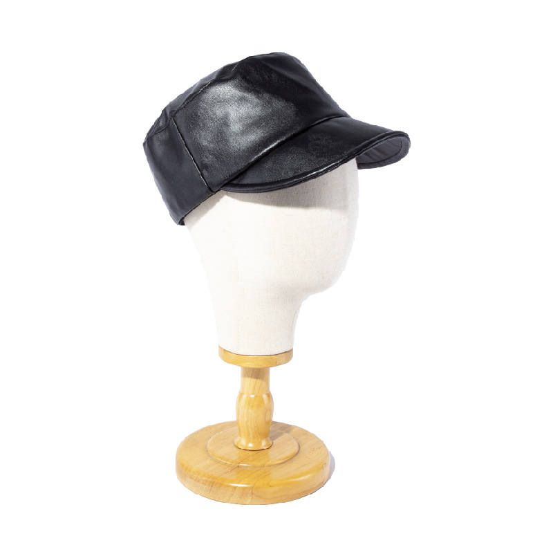 HJ74-羊纹皮软舌平顶帽