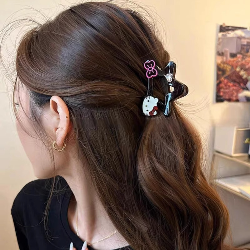 女性のためのエレガントな五芒星ハイポニーテールグリッパー 2025 新しいハイエンド帽子ハーフタイヘアサメクリップヘアピン後頭部|undefined