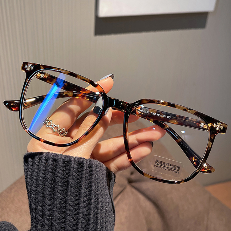 Large Frame Thick Black Plain Mirror Round Face Big Face Slimming Look Glasses Frame Women's Anti-Blue Light Square Student Flat Frame Men's Style