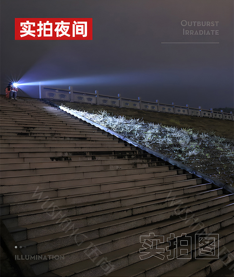 Cross-border hand-held flashlight outdoor household portable USB rechargeable multifunctional 9LED flashlight wholesale